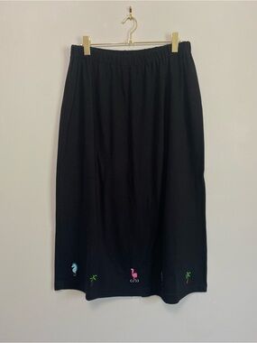 Quacker Factory Skirt 1X Midi/Maxi Embroidery Teacher Beach Tropical Resort Boho
